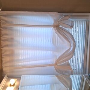 White Tie-Up Curtain Panel Rod In Pocket Balloon Tie-Up Window Shade